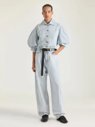 Açık Mavi Denimden Ters Yüzlü Koza Ceket