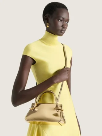 Ayna Efektli Deri Mini Pinch Çanta