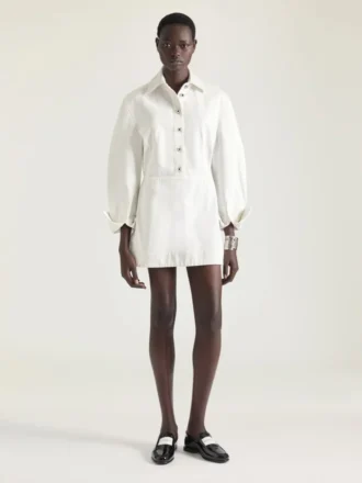 Beyaz Denim Cocoon Mini Elbise