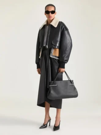 Deri Sivri Topuklu Mule