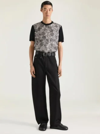 Çiçek Desenli Pamuklu Örme Tişört