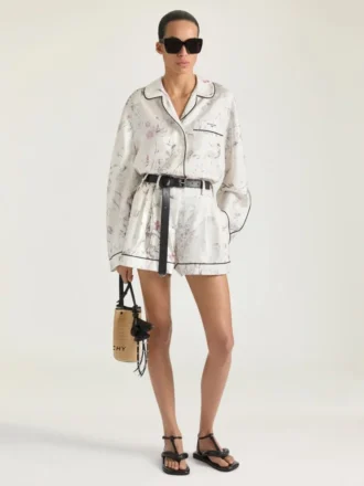 Çiçek Desenli İpek Pijama Gömleği