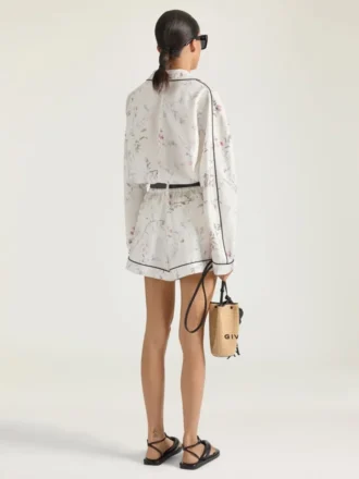 Çiçek Desenli İpek Pijama Gömleği