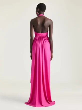 Jersey Halterneck Drapeli Elbise