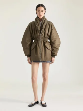 Naylon, Fermuarlı Şal Yakalı Saat Camı Kesim Bomber Ceket