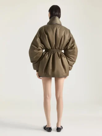 Naylon, Fermuarlı Şal Yakalı Saat Camı Kesim Bomber Ceket