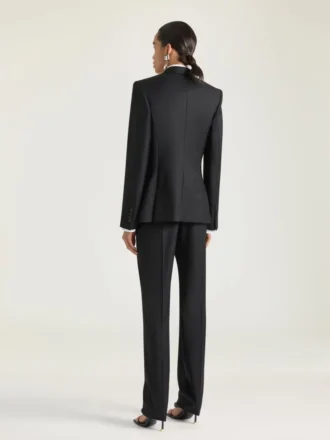 Yün Tek Sıralı Çizgili Ceket