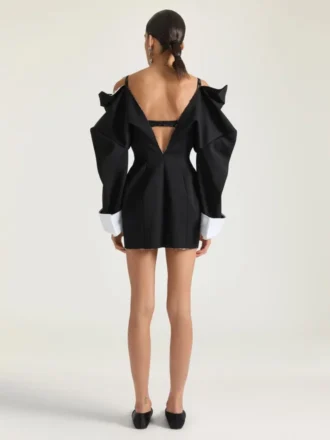 Yünlü Yırtmaçlı Mini Terzi Elbisesi